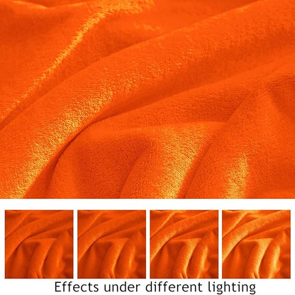 KMUSET Fall Throw Blanket Orange Fleece Throw 50 X 60 inches - Super Soft Cozy Lightweight for Sofa, Bed