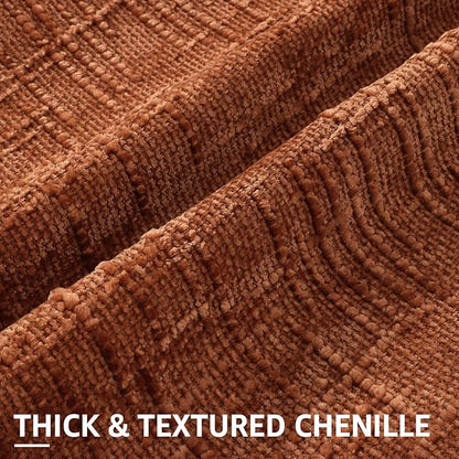 decorUhome Rust Chenille Throw Pillow Covers 18x18 Set of 2 Textured Soft Cozy Slubby Couch Pillow Covers Modern Farmhouse Boho Decorative Pillow Cases for Bed Sofa Living Room
