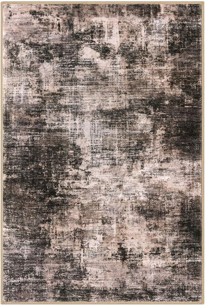 IOHOUZE Abstract Area Rug 4x6 Ft Washable Rugs for Entryway Indoor, Non Slip Small Living Room Rugs Printed Faux Wool Throw Rug, Floor Carpet for Kitchen Nursery Playroom, Brown/Rust