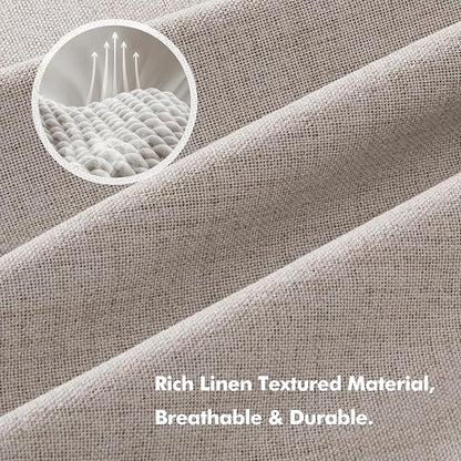 MIULEE 100% Blackout Linen Curtains for Bedroom, Ivory Solid Luxury Decor Thermal Insulation Room Darkening Drapes for Living Room Nursery Back Tab Rod Pocket 42 x 96 Inches, 2 Panels