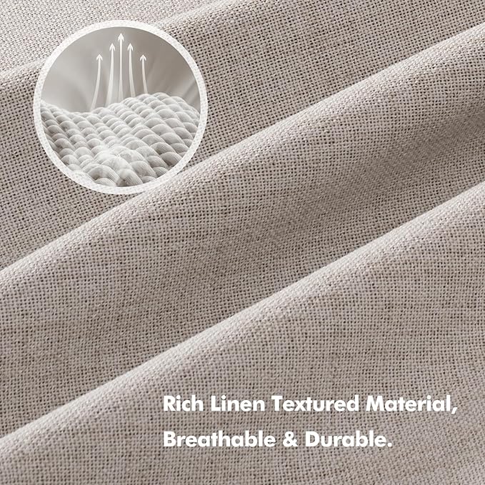 MIULEE 100% Blackout Linen Curtains for Bedroom, Ivory Solid Luxury Decor Thermal Insulation Room Darkening Drapes for Living Room Nursery Back Tab Rod Pocket 42 x 72 Inches, 2 Panels
