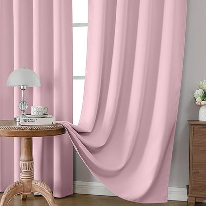 CUCRAF Light Pink Blackout Curtains Customize, Rod Pocket Room Darkening Curtain for Bedroom Living Room, Thermal Insulated Window Drapes 1 Panel (Custom Size, Color)