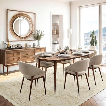 Soalmost Washable Area Rug 8x10, Large Soft Rugs for Living Room Vintage Beige 8x10 Area Rugs for Bedroom Dining Room Floral Non-Slip Thin Rug
