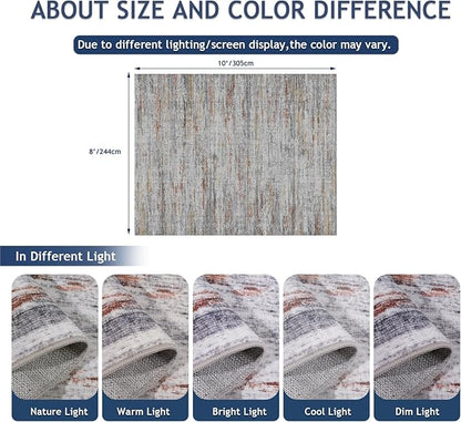 8x10 Area Rugs for Living Room,Modern Abstract Non-Slip Backing Washable Rugs,Soft Thin Large Area Rug，Stain Resistant Carpets for Bedroom Dining Room Home Decor