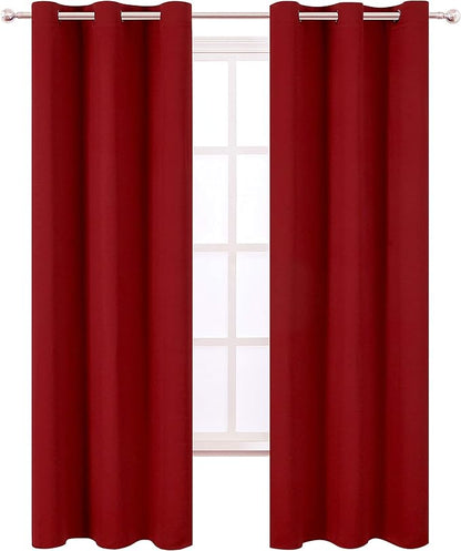 LEMOMO Red Blackout Curtains 34 x 84 Inch Length/Set of 2 Curtain Panels/Thermal Insulated Room Darkening Blackout Curtains for Bedroom