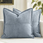 MIULEE Decorative Throw Pillow Covers for Couch Bed Livingroom 18x18 Inch Set of 2 Dustyblue Boho Accent Throw Pllows Broadside Striped Patchwork Soft Corduroy Pillowcases