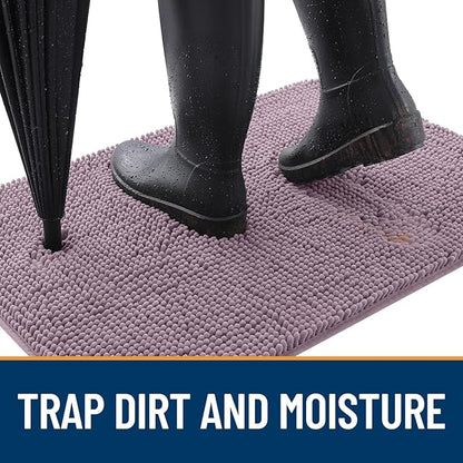 OLANLY Dog Door Mat for Muddy Paws 54x32, Absorbs Moisture and Dirt, Absorbent Non-Slip Washable Doormat, Quick Dry Chenille Mud Mat for Dogs, Entry Indoor Entryway Carpet for Inside Floor, Deep Plum