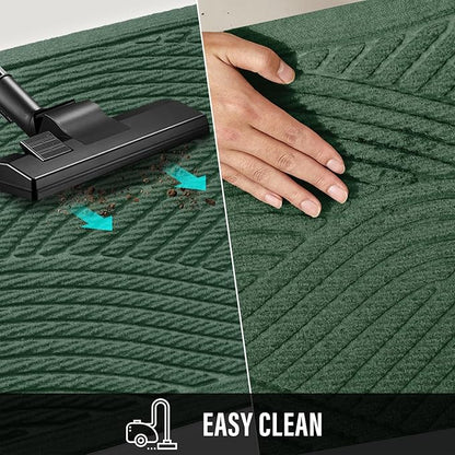 HIYARD Sturdy Front Door Mat, Absorbent Muddy Dirt Resist Welcome Door Mats Outdoor Indoor, Stain and Fade Resistant, Non-Slip Backing Entry Mat Low Profile Doormat for Entryway, 29×17, Green