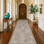 Moss Green 2'6" x 10' Long Runners for Hallways Non Slip, Vintage Washable Rugs for Kitchen, Entryway Stain Resistant with Rubber Backing - Vintage Taupe Brown Floral Décor