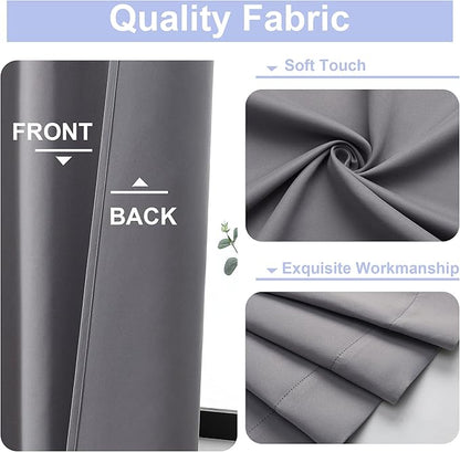 Simplebrand Ava Light Grey Short 36 Inches Blackout Curtain 2 Panels Set, Half Window Rod Pocket Privacy Curtain Tiers for Kitchen, Curtains Blackout for Bathroom Shades, W40 x L36 Inch, Light Grey