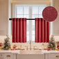 MIULEE Burgundy Red Kitchen Curtains 24 Inch Length 2 Panels, Soft Thick Linen Textured Semi Sheer Light Filtering Short Cafe Tier Curtains for Small Half Window Back Tab Rod Pocket Christmas Decor