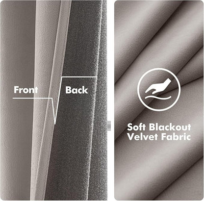 MIULEE Velvet Curtains Silver Light Grey Elegant Grommet Thermal Insulated Soundproof Room Darkening Curtains/Drapes for Classical Living Room Bedroom Decor 52 x 96 Inch Set of 2