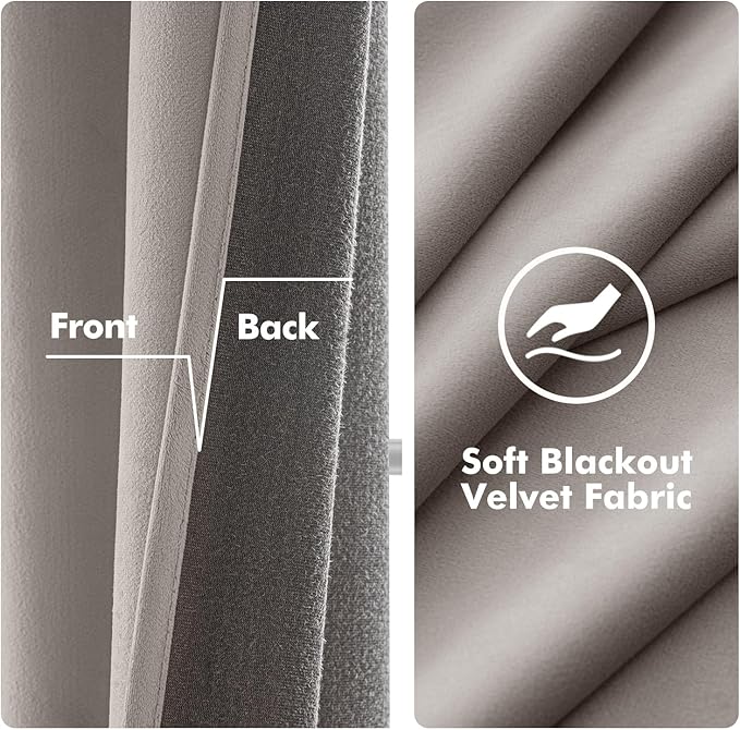 MIULEE Velvet Curtains Silver Light Grey Elegant Grommet Thermal Insulated Soundproof Room Darkening Curtains/Drapes for Classical Living Room Bedroom Decor 52 x 84 Inch Set of 2
