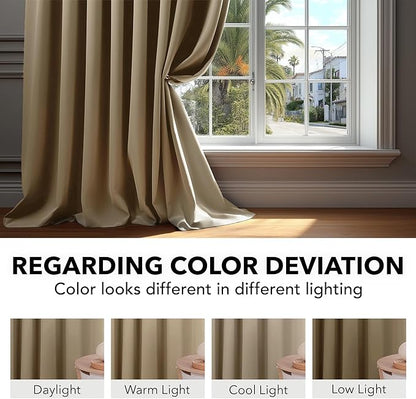Deconovo Blackout Curtains, Thermal Insulated, W42 x L63 2 Panels, Back Tab, Machine Washable, Room-Darkening Drapes for Bedroom/Living Room Khaki