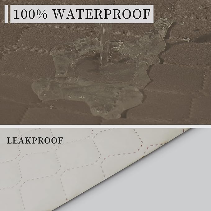 ISSUNTEX Double Protection 100% Waterproof Sofa Covers for Living Room, Couch Covers for 3 Cushion Couch Sofa, Reversible Furniture Protector Sofa Cover for Dogs, Pets, Kids (Sofa, Camel/Ivory)