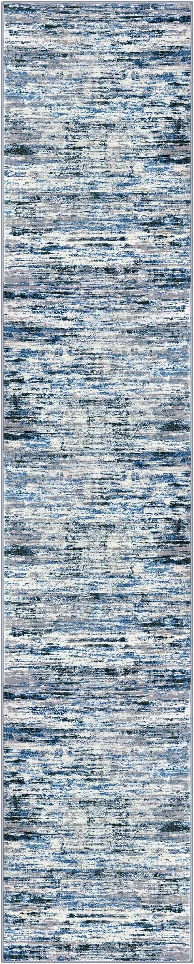 Lansny Modern Abstract Runner Rug 2x10, Grey Blue White Washable Long Kitchen Runner Non-Slip Soft Hallway Rug Runner Thin Print Faux Wool Carpet for Entryway Bedroom Laundry Room Indoor Home Decor