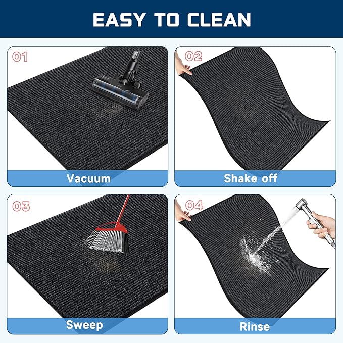 8'x4' Front Door Mat, Extra Large Indoor Outdoor Doormat, Heavy Duty Commercial Floor Mat, Non Slip Rubber Backing Welcome Mats for Entryway, High Traffic Area, Waterproof, Low-Profile, Easy to Clean