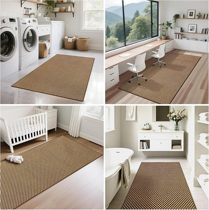 YDKGL 2x8 ft Hallway Runner Rug Extra Long Boho Woven Kitchen Runner Rugs Mat Non Slip Washable, Soft Entryway Laundry Floor Carpet for Indoor Backdoor Bedroom Hallway Living Room, Dark Brown/Coffee