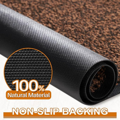 Mibao Front Door Mat, Dirt Trapper Welcome Mat for Outdoor Indoor, Non-Slip Waterproof Doormat, Durable Machine Washable Low Profile Entry Rug for Back Door Outside Patio Porch, 48" x 36", Brown