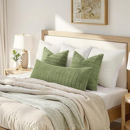 MIULEE Pack of 1 Spring Sage Green Long Body Lumbar Decorative Throw Pillow Cover 14x36 Inch for Bed Couch Sofa Living Room Soft Boho Pillow Cover Modern Farmhouse Home Decor
