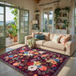 Area Rug 4x6 Rug Washable Boho Rugs Non Slip Low Pile Floral Small Carpet for Bedroom, Bedside, Kids Room, Office, Dining Room(4 x 6, Purple Lawn)