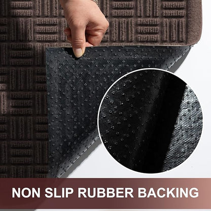 Mibao Front Door Mat Indoor Outdoor Entrance, Dirt Trapping Waterproof All-Season, All-Weather Doormat, Non-Slip Durable Natural Rubber Low Profile Easy Clean Patio Entrance Mat, 29.5" x 17", Coffee