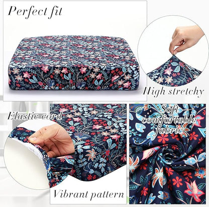 Newwiee 8Pcs Patio Cushion Covers Stretch Outdoor Cushion Cover Replacement for Patio Furniture Sofa Couch Slipcovers, Soft Flexibility Washable Furniture Protector(Paisley,Retro Color)