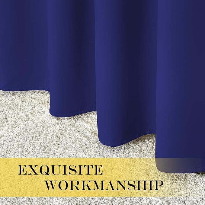 NICETOWN Bedroom Blackout Curtains 95 inch Length - Triple Weave Energy Saving Thermal Insulated Solid Grommet Blackout Draperies for Patio/Hall (1 Pair, 80 inches Wide, Navy Blue)