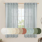 LAMIT Greyish Blue Linen Curtains 63 Inches Long, Semi Sheer Light Filtering Panels Back Tab and Rod Pocket Small Cafe Drapes for Basement/Window/Loft Room, 2 Panels, 34 x 63 Inch
