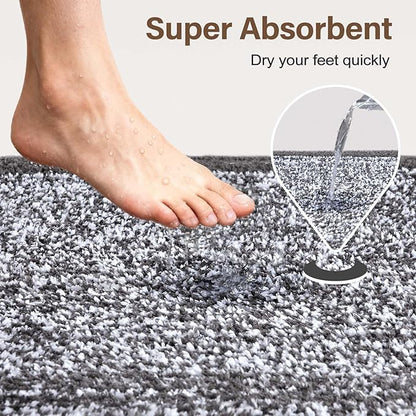 36x24 Large Bathroom Rugs Washable Non Slip, Grey Bath Mat for Bathroom Floor Tub, Soft Absorbent Quick Dry Mats for Shower, Bathtub,Home Decor