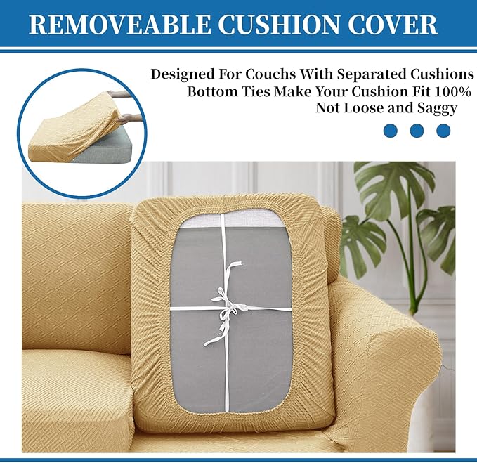 XINEAGE 2026 New 3 Pieces Couch Covers for 2 Cushion Sofa Super Stretch Loveseat Slipcover Pet Dog Universal Slip Cover Anti Slip Love Seat Furniture Protector (Beige, 55"-69")
