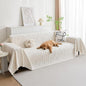MYSKY HOME Couch Cover for Dogs, Sectional Couch Cover, Beige Lines Sofa Covers for Sectional Sofa L Shape Chenille Couch Protector for Dogs Pets Couch Covers Washable Soft Throw, 91"X118"