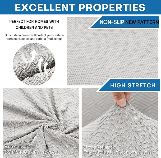 XINEAGE 2026 New 3 Pieces Couch Covers for 2 Cushion Sofa Super Stretch Loveseat Slipcover Pet Dog Universal Slip Cover Anti Slip Love Seat Furniture Protector (Silver Grey, 55"-69")