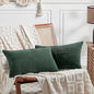 Fancy Homi Set of 2 Dark Green Lumbar Decorative Throw Pillow Covers 16x32 Inch for Living Room Couch Bed, Boho Farmhouse Forest Green Home Decor, Soft Corduroy Corss Patchwork Cushion Case