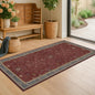 Hazo Haus Burgundy 2x4 Washable Entry Rug for Inside House, Kitchen Floor, Thin Door Mats for Inside Entry, Washable Non Slip Low Pile Stain & Fade Resistant, Modern Eclectic Floral Decor