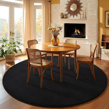 Amearea Black Round Area Rugs 6ft Washable Circle Rugs for Bedroom Living Room, Fluffy Indoor Thickened Memory Foam Rug, Non Slip Minimalist Circular Carpet for Kids Boys Girls Dorm Nursery Room Decor