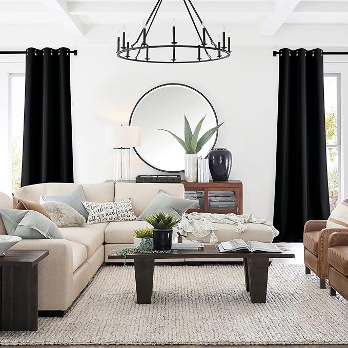 NICETOWN Living Room Black Out Curtains 84 inches Long, Thermal Insulated Window Treatments Solid Grommet Room Darkening Drapes for Bedroom/Kids Room, W40 x L84, 2 Panels