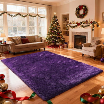 9X12 Large Shag Area Rugs for Living Room Bedroom,Big Soft Purple Fluffy Rug for Bedroom Dorm, Indoor Carpet Nursery Rugs for Kids Girls Room Home Decor,Purple