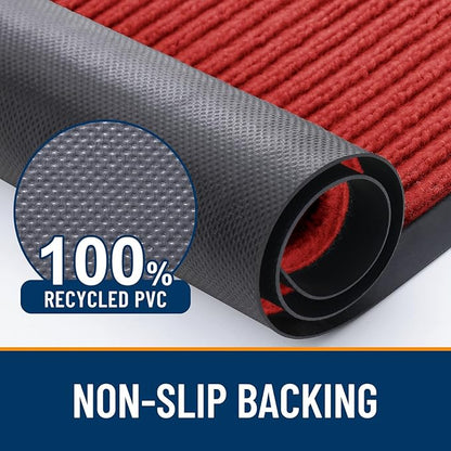 OLANLY Front Door Mat Indoor Outdoor Entrance, 2-Pack 59 x 23 Inch, Waterproof Heavy Duty Doormat, Fade Resistant, Low Profile, Easy Clean Patio Porch Welcome Floor Mats for Entry, Red