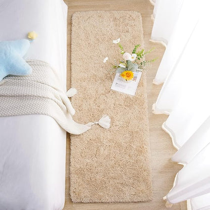 Chicrug Soft Runner Rug for Bedroom Living Room Plush Fluffy Rugs 2x8 Feet, Shag Furry Runner Carpet Non Shedding for Nursery Children Kids Girls Room Home Decorative, Camel