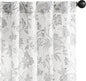 jinchan Linen Floral Curtains for Living Room, 84 Inch Length Curtains with Printed Flower Light Filtering Curtain, Rod Pocket Back Tab Gray Window Curtain Set, 2 Panels Light Grey on White