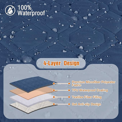 VANSOFY Waterproof Recliner Couch Covers, Sofa Covers 1-Piece Washable Reclining Sofa Cover Non-Slip Furniture Protector with Elastic Straps Pocket for Dogs, Pets(Ocean Blue,2 Seater)