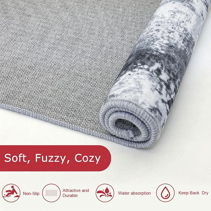 KOZYFLY 2x3 Rug Non-Slip Small Area Rug Abstract Machine Washable Indoor Front Door Mat Modern Rug for Entryway, Throw Rug with Low Pile Small Carpet for Bedroom, Living Room, Bathroom