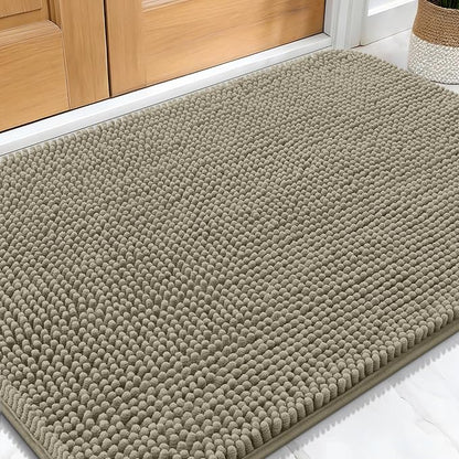 OLANLY Dog Door Mat for Muddy Paws 34x21, Absorbs Moisture and Dirt, Absorbent Non-Slip Washable Doormat, Quick Dry Chenille Mud Mat, Entry Indoor Entryway Carpet for Inside Floor, Warm Taupe