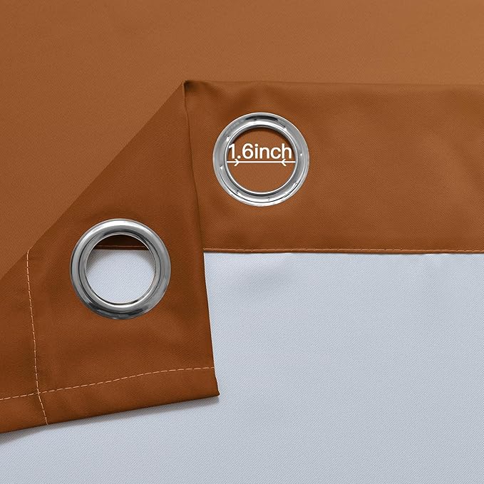 Yakamok Greyish White and Burnt Orange Ombre Curtains,Light Blocking Curtains,Room Darkening Grommet Window Drapes for Bedroom(Burnt Orange,52x84 Inch,2 Panels)