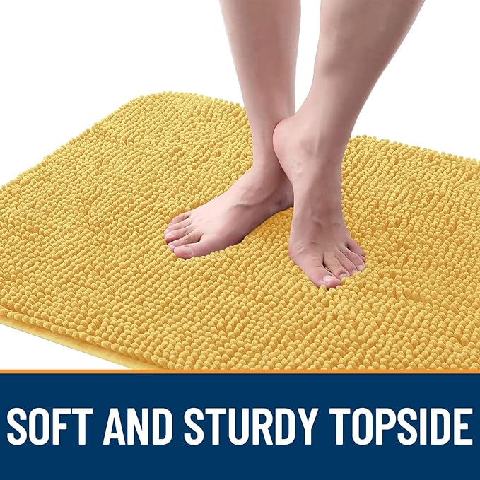 OLANLY Dog Door Mat for Muddy Paws 34x21, Absorbs Moisture and Dirt, Absorbent Non-Slip Washable Doormat, Quick Dry Chenille Mud Mat for Dogs, Entry Indoor Entryway Carpet for Inside Floor, Yellow