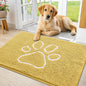 Smiry Dog Door Mat for Muddy Paws, Absorbent Dirt Trapper Non Slip Quick Dry Washable Chenille Mat for Mud Dogs, Entry Rug for Indoor and Outdoor (36x24 Inches, Yellow and White)