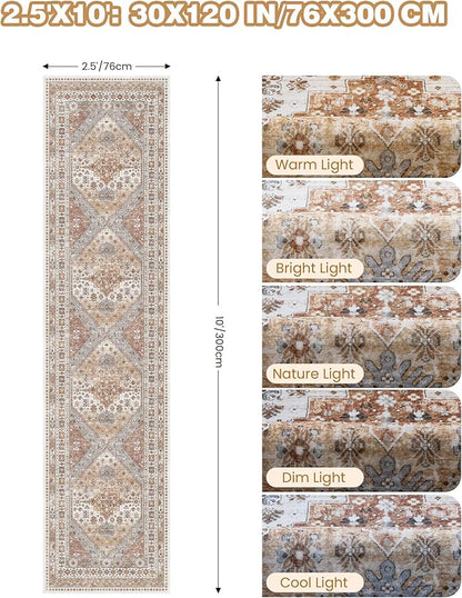 Kitchen Runner Rug Non Slip Washable 2.5x10, Soft Ultra-Thin Entryway Rug Runners for Hallways, Carpet Runner for Living Room,Kitchen, Laundry, Bathroom(Orange,2.5'x10')