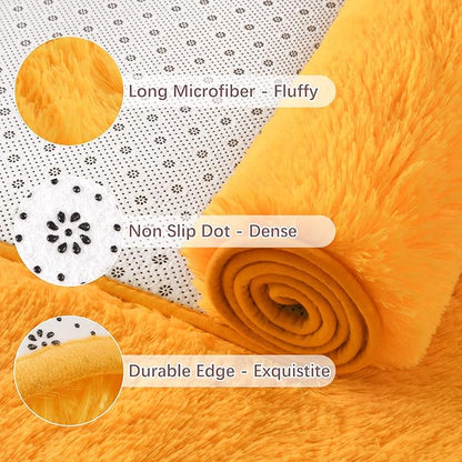 Chicrug Soft Runner Rug for Bedroom Living Room Plush Fluffy Rugs 2x6 Feet, Shag Furry Runner Rug Carpet Non Shedding for Nursery Children Kids Girls Room Home Decorative, Orange