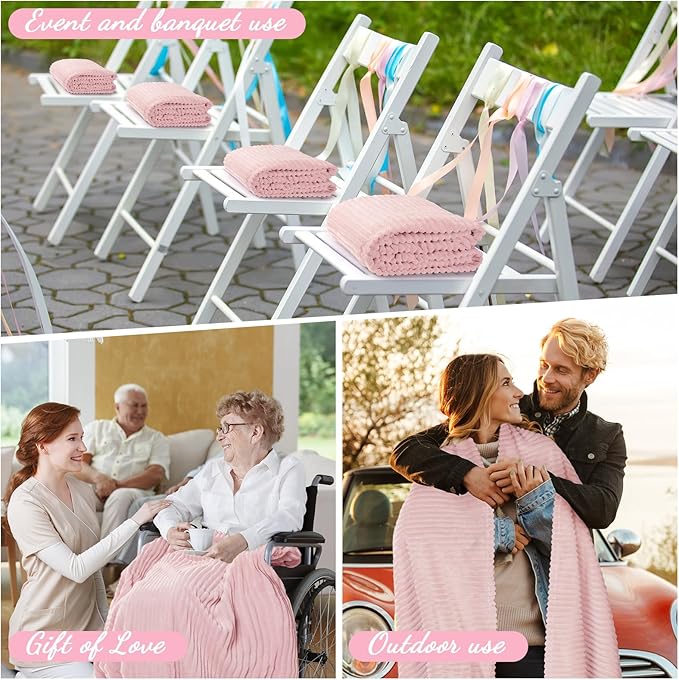 Buryeah 6 Pcs Flannel Throw Blanket Bulk 50 x 60 in Sleepover Blanket Outdoor Wedding Throw Lightweight, Oeko-tex Standard 100 Certified for Sofa Homeless Gifts (Light Pink)